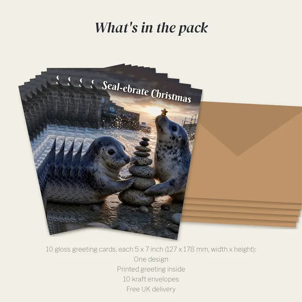 What is in the Seal-ebrate Christmas pack: 10 cards and 10 kraft envelopes